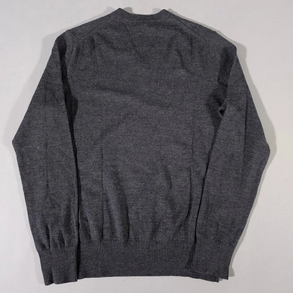 Banana Republic V-Neck Sweater Mens M Gray Extra Fine Merino Wool Knit Pullover
